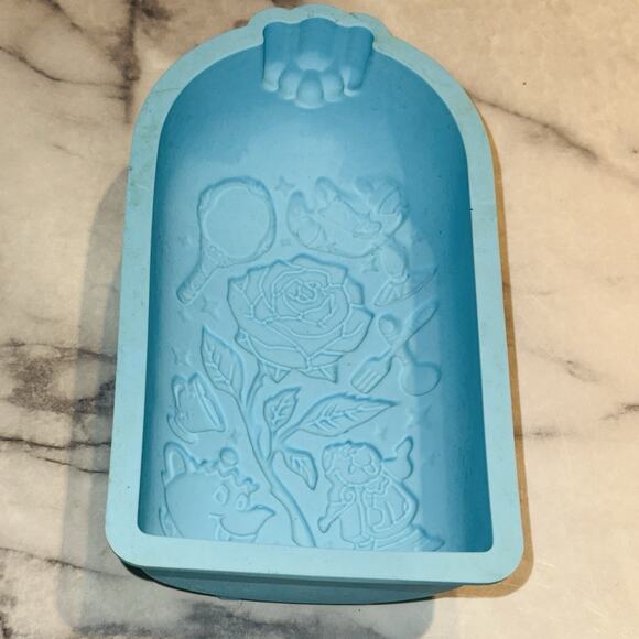Disney Silicone Bread Pan Beauty And The Beast Enchanted Rose Lumiere Cogsworth - Picture 2 of 3